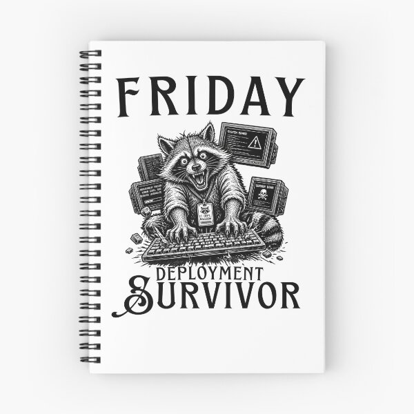 Item preview, Friday Deployment Survivor Raccoon Coder Funny Programmer Gifts designed and sold by LeSoniPapaPrint.