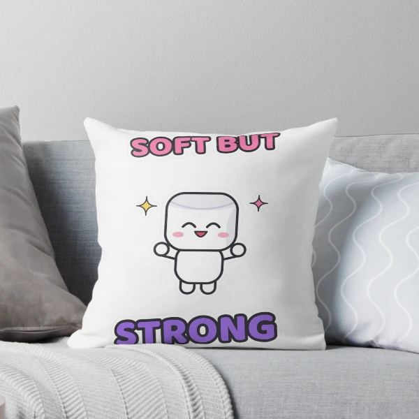 Soft But Strong - Cute Flexing Marshmallow Pip — Throw Pillow by BiMood