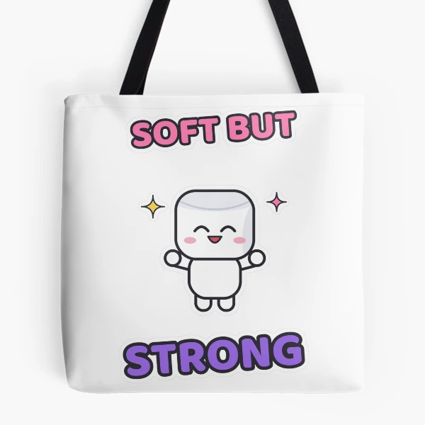 Soft But Strong - Cute Flexing Marshmallow Pip — All Over Print Tote Bag by BiMood