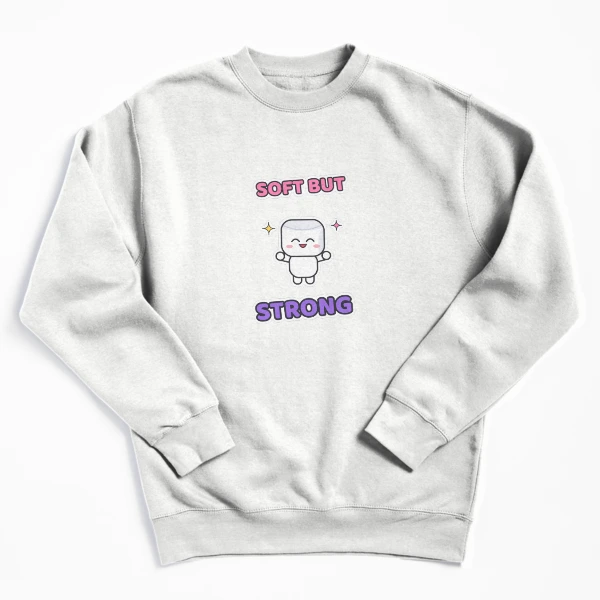 Soft But Strong - Cute Flexing Marshmallow Pip — Pullover Sweatshirt by BiMood