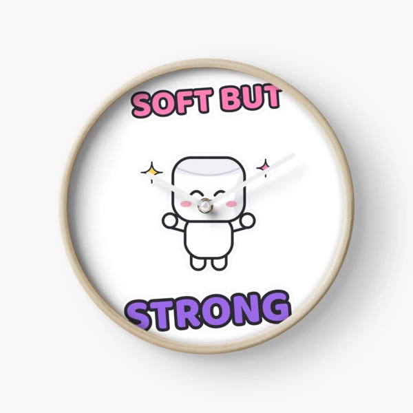 Soft But Strong - Cute Flexing Marshmallow Pip — Clock by BiMood