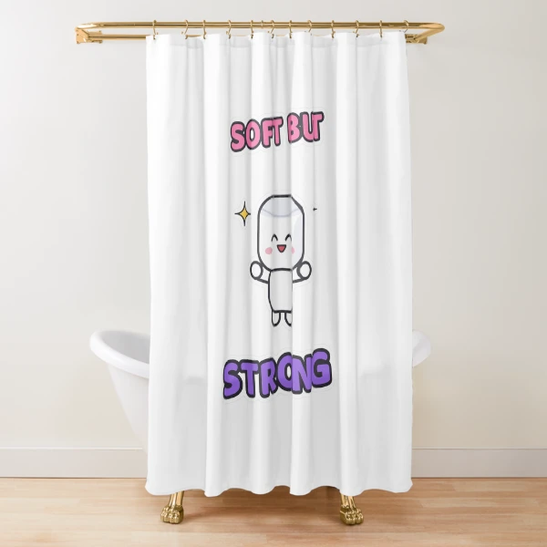Soft But Strong - Cute Flexing Marshmallow Pip — Shower Curtain by BiMood
