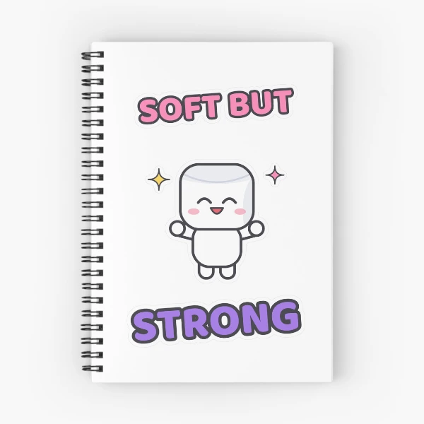 Soft But Strong - Cute Flexing Marshmallow Pip — Spiral Notebook by BiMood