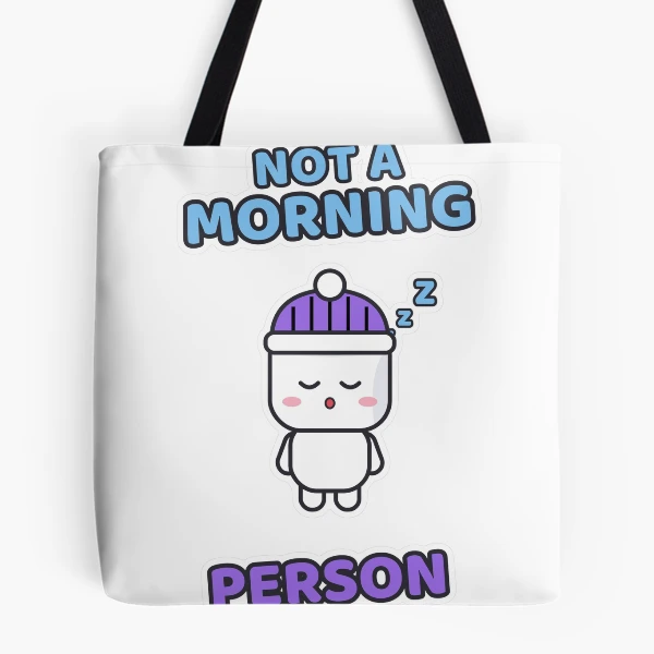 Not a Morning Person - Sleepy Marshmallow Pip — All Over Print Tote Bag by BiMood