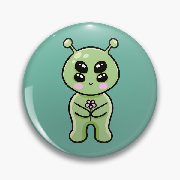 Item preview, Cute alien sticker holding a flower.  designed and sold by Jelly Studio.