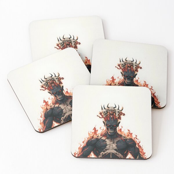 Item preview, Fiery Demon Lord Horned Skulls Art designed and sold by Lunat1kk.