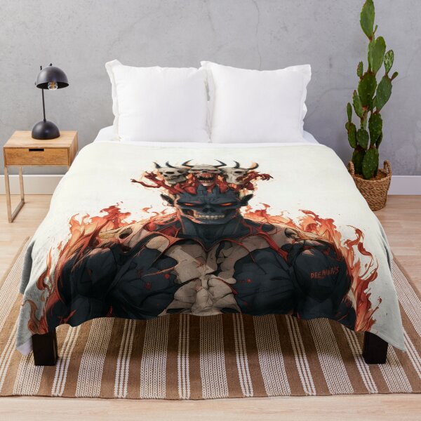 Item preview, Fiery Demon Lord Horned Skulls Art designed and sold by Lunat1kk.