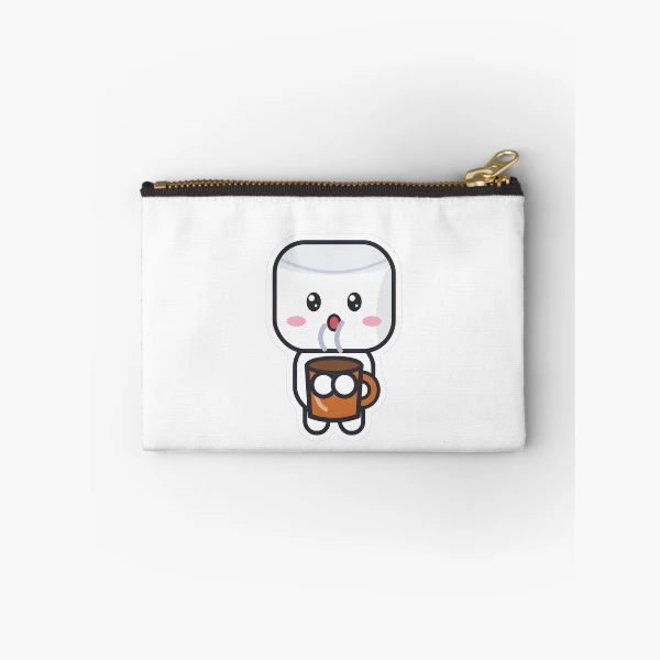 Coffee First - Cute Marshmallow Pip with a Mug — Zipper Pouch by BiMood