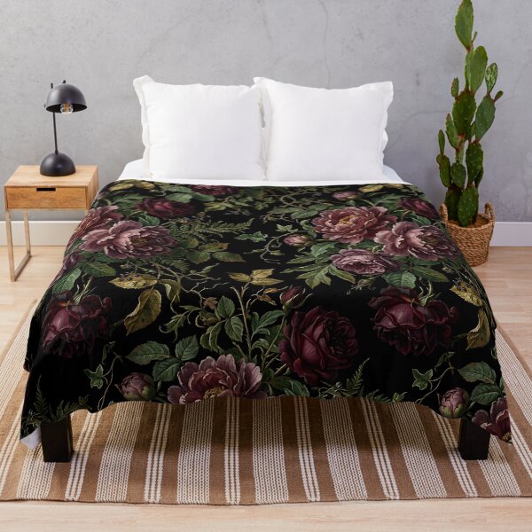 Item preview, Moody Dark Botanical Floral Tapestry Pattern designed and sold by wallpapersarts.