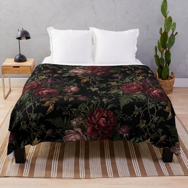Item preview, Moody Dark Botanical Floral Tapestry Pattern designed and sold by wallpapersarts.