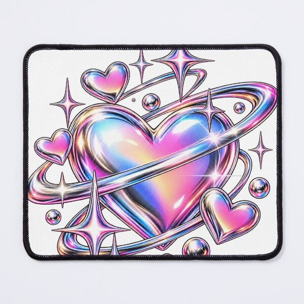 Item preview, Iridescent Chrome Heart Orbit Cosmic Y2K Love Art designed and sold by Apex Designs.
