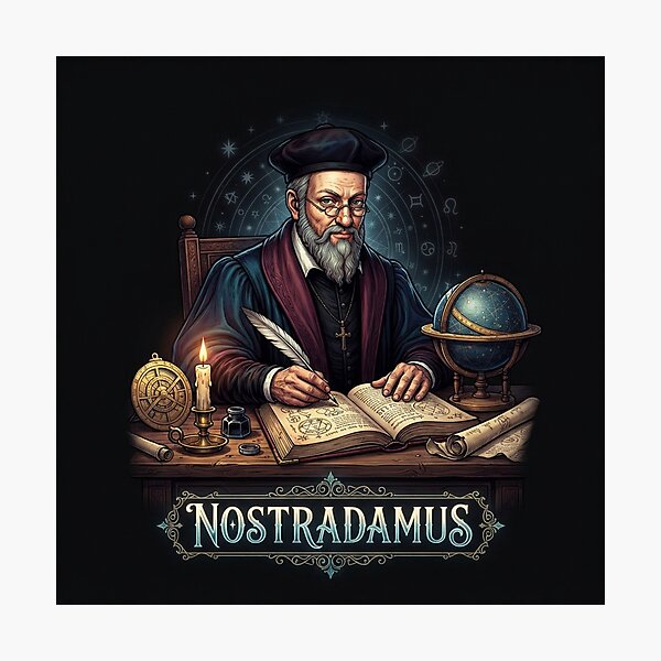 Item preview, Nostradamus Prophecies Seer Astrologer Writing By Candlelight designed and sold by Owcomm.