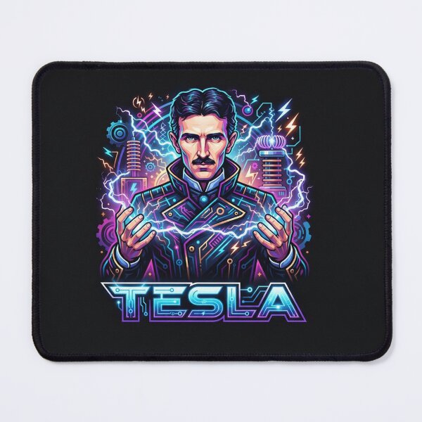 Item preview, Nikola Tesla Electric Genius Neon Science Portrait designed and sold by Owcomm.