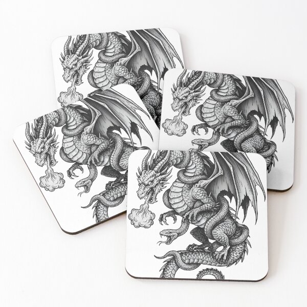 Item preview, Dragon and Viper - Single Serpent Fire Breath Ink Art designed and sold by DragonSerpent Ink.