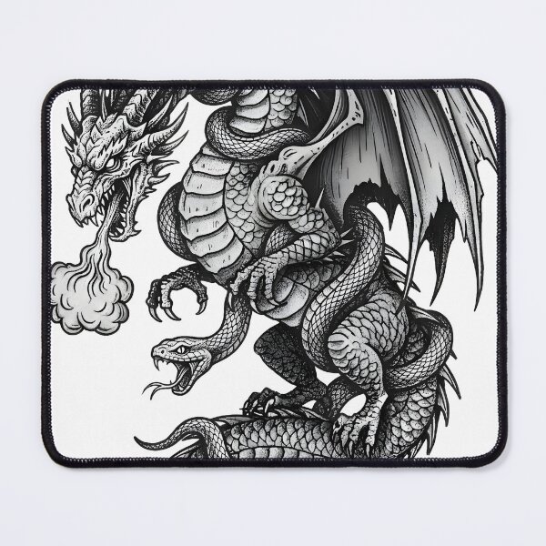 Item preview, Dragon and Viper - Single Serpent Fire Breath Ink Art designed and sold by DragonSerpent Ink.