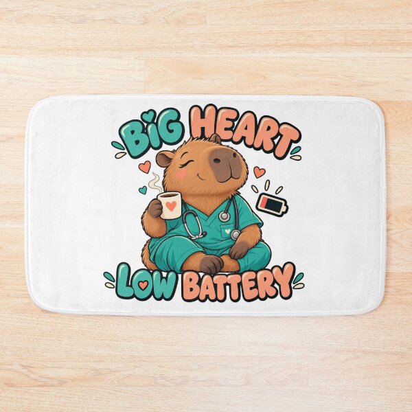 Item preview, Big Heart Low Battery Capybara Nurse Shirt – Funny Healthcare Worker Gift designed and sold by justsuestudio.