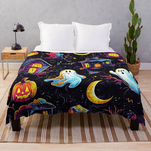 Item preview, Halloween Neon-Bright Ghosts And Jack-O-Lanterns Pattern designed and sold by DEC02.