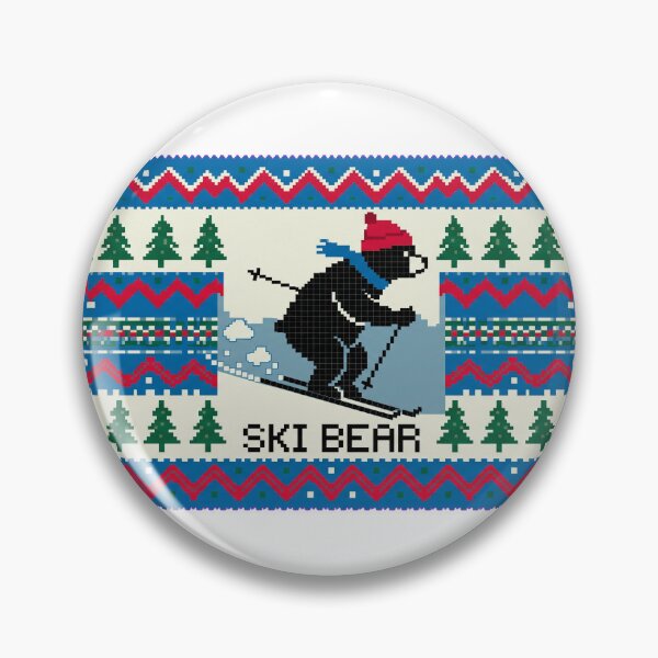 Item preview, Skiing Bear Vintage Pixel Holiday Sweater Pattern Art designed and sold by AmadeusModern.