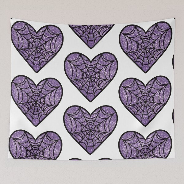 Item preview, Purple Glitter Spiderweb Heart designed and sold by sleepyheadedbb.