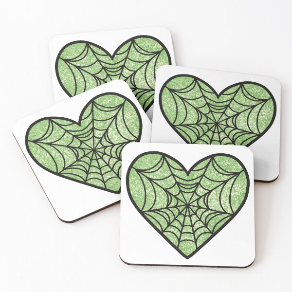 Item preview, Green Glitter Spiderweb Heart designed and sold by sleepyheadedbb.
