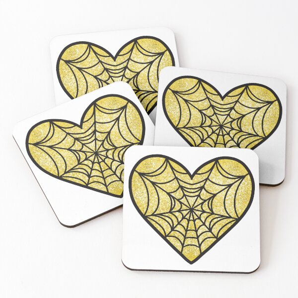 Item preview, Yellow Glitter Spiderweb Heart designed and sold by sleepyheadedbb.