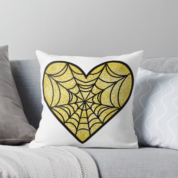 Item preview, Yellow Glitter Spiderweb Heart designed and sold by sleepyheadedbb.