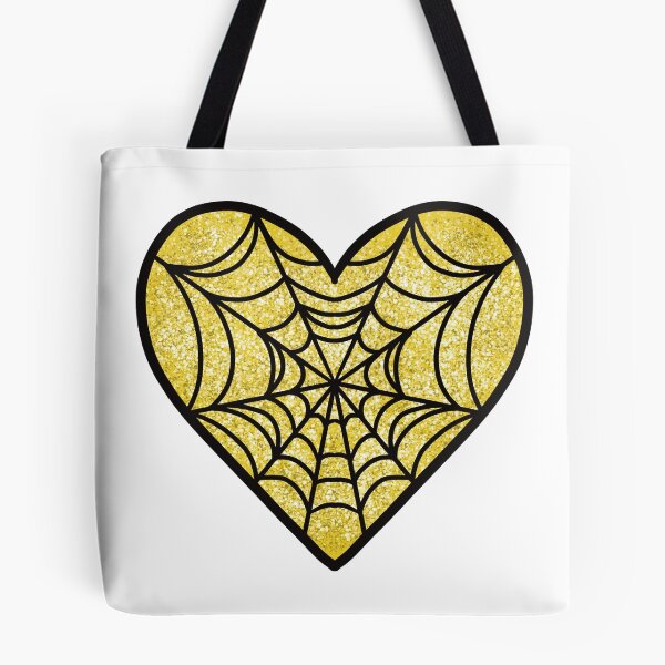 Item preview, Yellow Glitter Spiderweb Heart designed and sold by sleepyheadedbb.