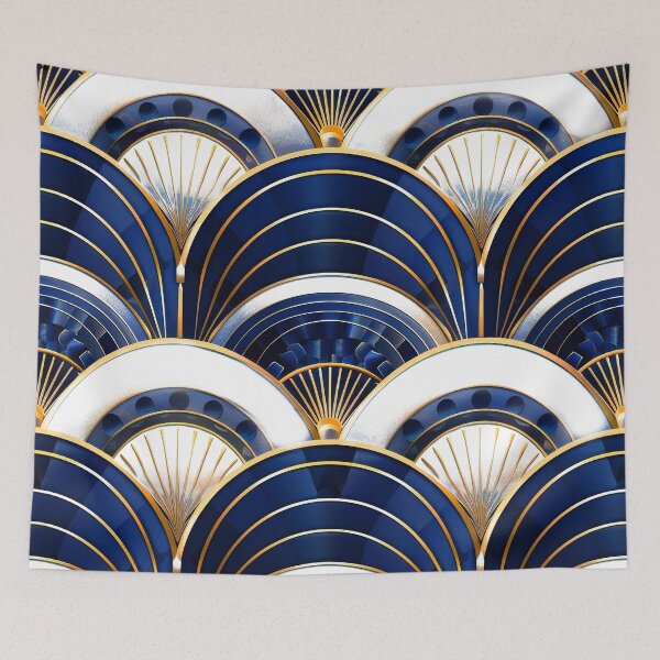Item preview, Blue, White, And Golden Vintage Distressed Art Deco  designed and sold by DEC02.