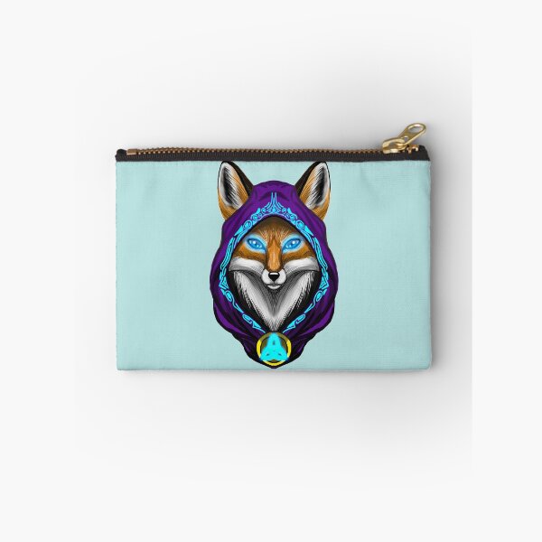 Item preview, Mystic Purple Mage Red Fox Portrait with Glowing Blue Runes designed and sold by URSM.