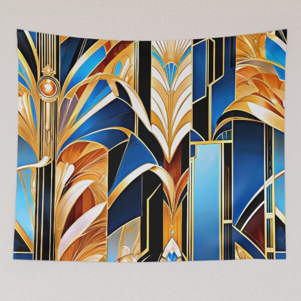 Item preview, Luxury Art Deco Blue And Golden Abstract Designs designed and sold by DEC02.