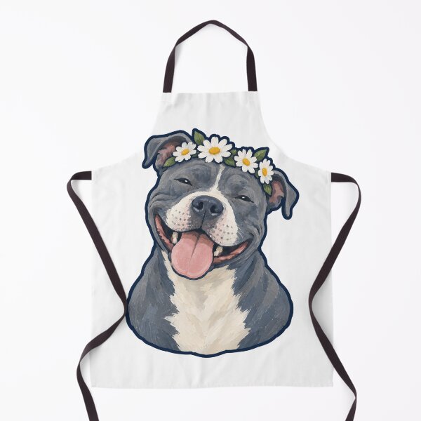 Item preview, Grinning Blue Pittie in a Daisy Flower Crown designed and sold by eignvalue.