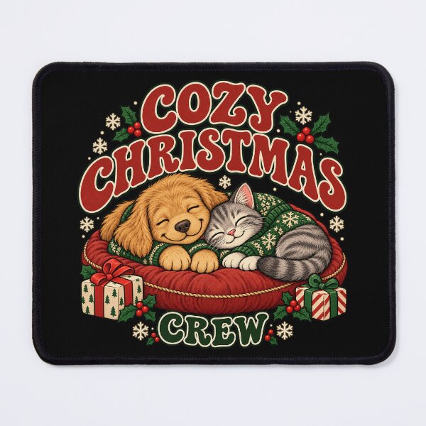 Item preview, Cozy Christmas Crew – Puppy and Kitten designed and sold by nealmarebullo.