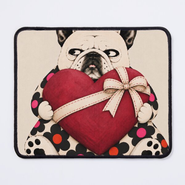 Item preview, Grumpy French Bulldog Valentine Retro Floral Heart designed and sold by joycrysstudio.
