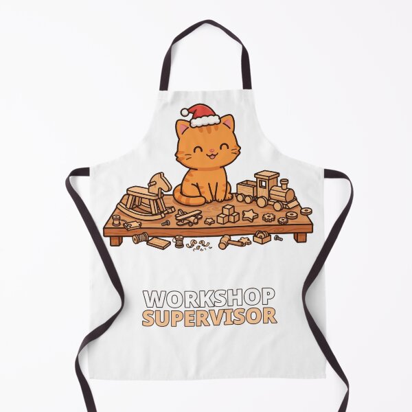 Item preview, Santa's Workshop Cat Supervisor Funny designed and sold by ThreeFlyingAces.