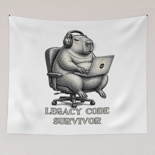 Item preview, Legacy Code Survivor Capybara Coder Funny Programmer Gifts designed and sold by LeSoniPapaPrint.