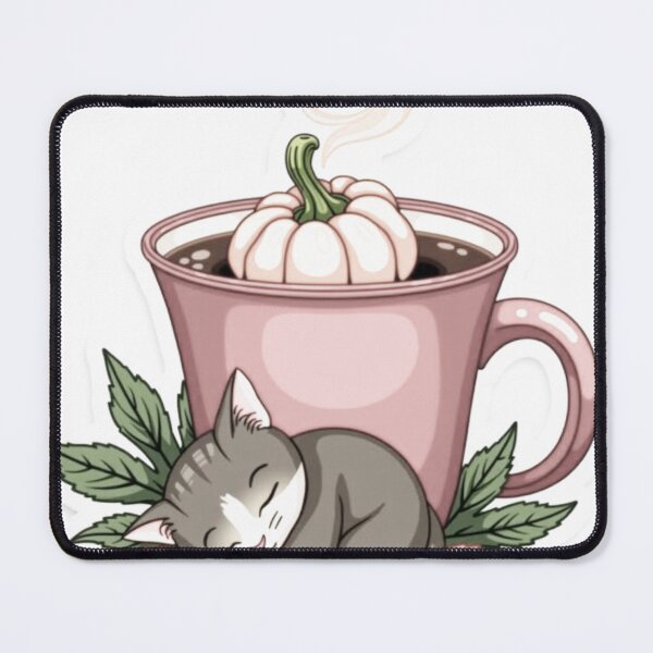 Item preview, Pumpkin Spice Coffee & Cat - Vibrant Tattoo Flash designed and sold by Qubivibe.
