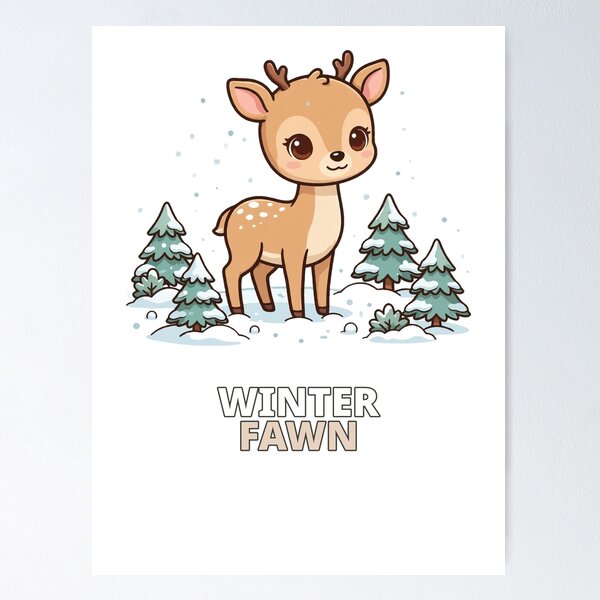 Item preview, Winter Fawn Baby Deer Snow designed and sold by ThreeFlyingAces.