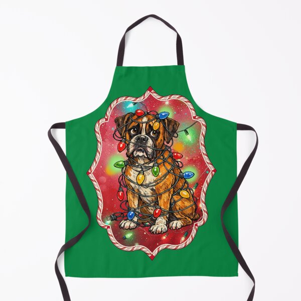 Item preview, Funny Dog Tangled in Christmas Lights Boxer designed and sold by Lion and Lamb Design.