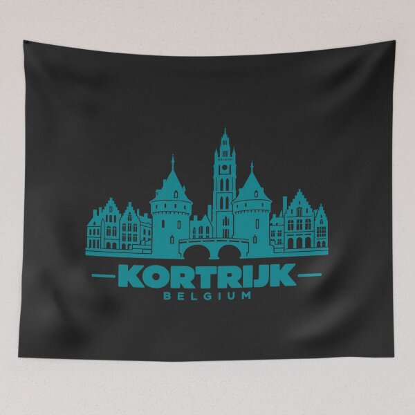 Item preview, Kortrijk West Flanders Belgium Line Art Landmark Poster designed and sold by CMYKStudio.