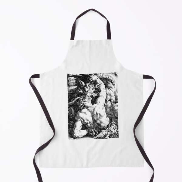 Item preview, Mythological Beast Fight Antique Woodcut Etching designed and sold by ParomitBrata12.