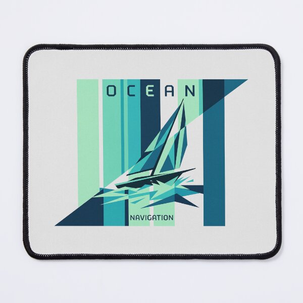 Item preview, Ocean Navigation Sailboat Mint Green Geometric Nautical Graphic designed and sold by KiwiRider.