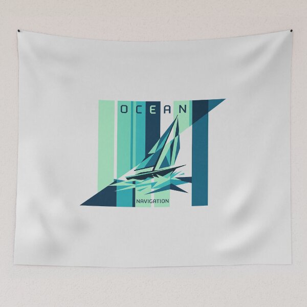 Item preview, Ocean Navigation Sailboat Mint Green Geometric Nautical Graphic designed and sold by KiwiRider.