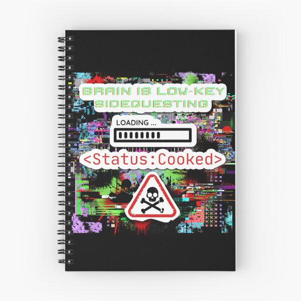 Item preview, Brain Is Low Key Sidequesting Status Cooked Glitchcore Sticker designed and sold by Side By Side Studio.