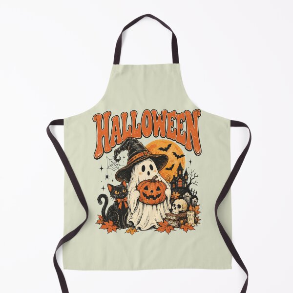 Item preview, Vintage Halloween Ghost Pumpkin Witch Cat, Funny Spooky Fall designed and sold by Judestudio.
