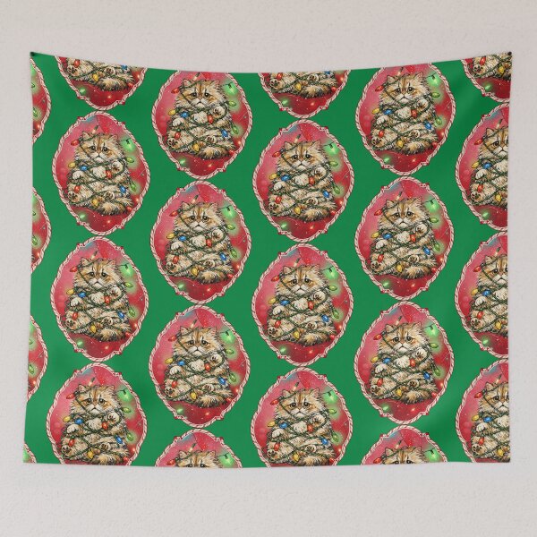 Item preview, Funny Persian Cat Tangled in Christmas Lights designed and sold by Lion and Lamb Design.