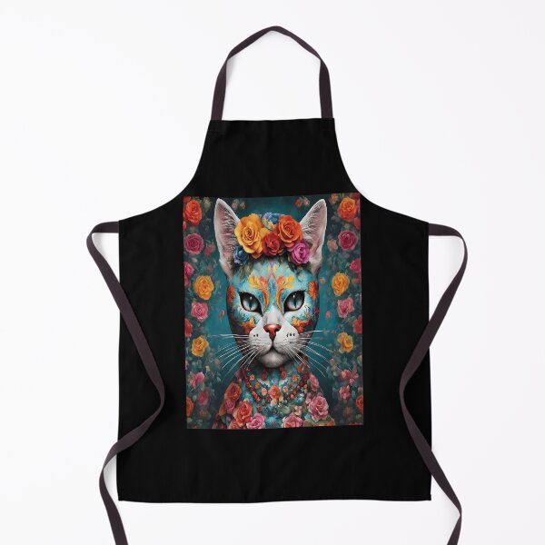 Item preview, Day of the Dead Flower Cat Portrait designed and sold by MehmetSchuler5.