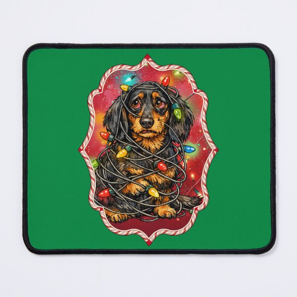 Item preview, Funny Dog Tangled in Christmas Lights Dachshund designed and sold by Lion and Lamb Design.