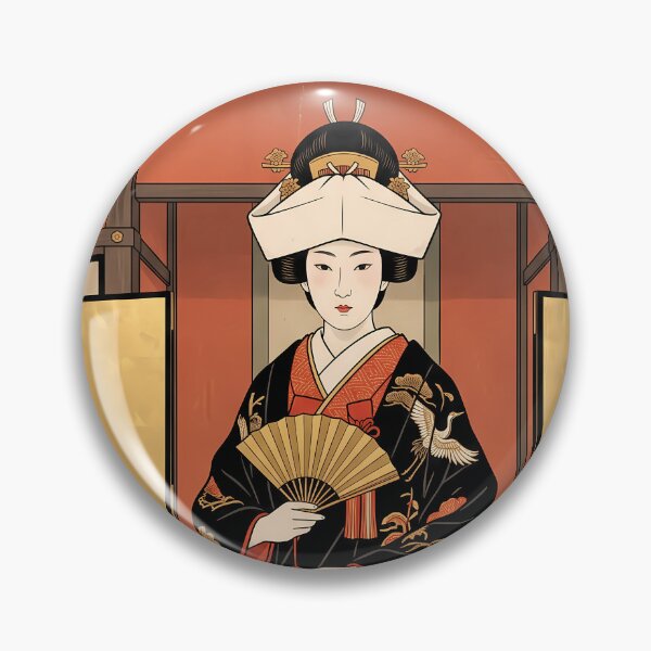 Artikelvorschau, Japanische Braut im traditionellen Kimono mit Paravent entworfen und verkauft von TokyoUkiyoHouse.