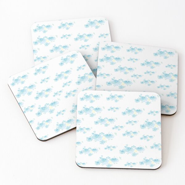 Artikelvorschau, Kleine Blumensträuße, sich wiederholendes Muster in Blau entworfen und verkauft von Quiet Waters Design.