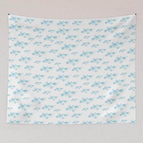 Item preview, Ditsy bouquets repeat pattern in blue designed and sold by Quiet Waters Design.